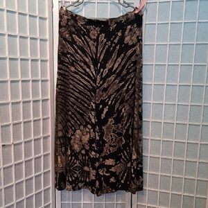 Chic Black and Tan Tie-Dye Wide Leg Pants 6724